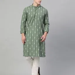 fashvio Men Printed Regular Fit Long Kurta Full Sleeves-picture-33