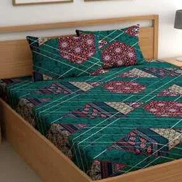 cg homes 210 TC Printed King Size Fitted Bedsheet with Pillow Covers-picture-42