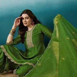 nyrika Women Embroidered Flared Kurta Suit Set-picture-42