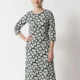 vaani creation Women Floral Print No Darts Straight Kurta image 1