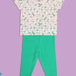 miniklub Girls Floral Print Cotton Top & Pants Set-picture-11