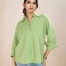 house of mira Women Relaxed Fit Shirt with Patch Pocket-picture-39