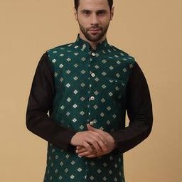 kraft india Men Woven Mandarin-Collar Nehru Jacket-picture-29