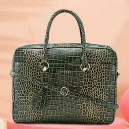 caprese Women Croc-Embossed Laptop Bag with Detachable Strap-picture-23
