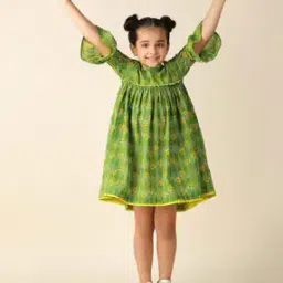 fabindia Leaf Print Round-Neck A-Line Dress-picture-48