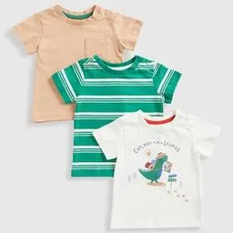 mothercare Boys Pack of 3 Printed Regular Fit Crew-Neck T-Shirts-picture-14