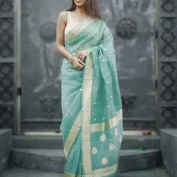 svaraa Woven Saree with Contrast Border -picture-15