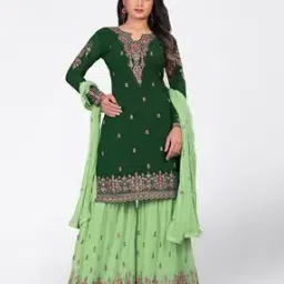 divine international tradingco Embroidery Semi-Stitched Anarkali Dress Material-picture-26