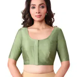 Women Round-Neck Front Open Blouse-image-3