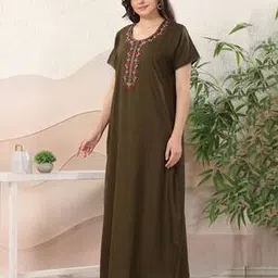 easy mom Women Embroidery Long Nighti-picture-33