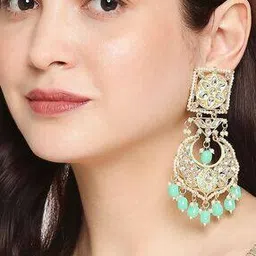 oomph Kundan- Studded Pearl Drop Earrings-picture-32