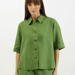 united colors of benetton Women Regular Fit Spread-Collar Shirt-picture-45