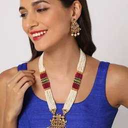 matchitt Gold-Plated Kundan-Studded Necklace Set -JW-10161048PGR-picture-38