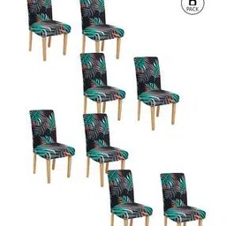 cortina eyelet curtain Pack of 8 Leaf Print Slip-On Chair Covers-picture-15