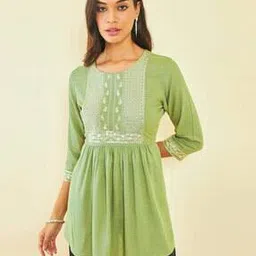 soch Embroidererd Round-Neck Flared Tunic-picture-35