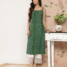 bollyclues Women Bandhani Print Straight Kurta-picture-10