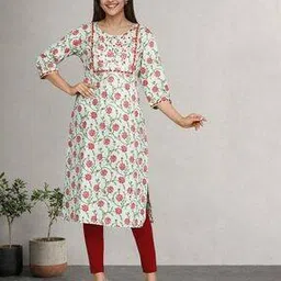 Women Floral Print Straight Kurta-image-20