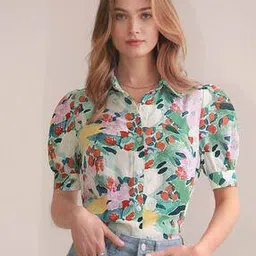 Floral Print Spread-Collar Shirt-image-25