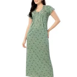 for you for me Women Floral Print Nightie with Short Sleeves-picture-32