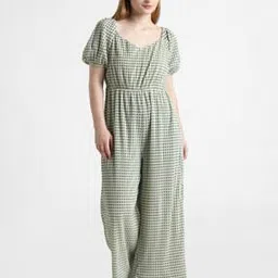 only Printed Pleated Jumpsuit with Puff Sleeves-picture-37