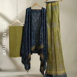 indie picks Tribal Madhubani Block Print Katan Silk 3-Piece Dress Material-picture-16