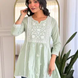 svaraa Women Embroidery Flared Tunic image 1