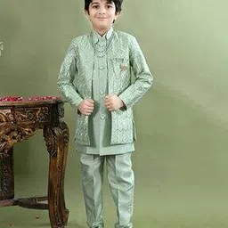 bt dezines Sequins Embroidered Sherwani Jacket with Kurta & Pyjamas SetSet-picture-10