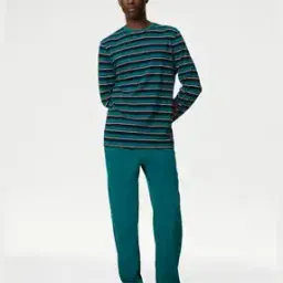 marks & spencer Men Pure Cotton Striped Pyjamas Set-picture-34