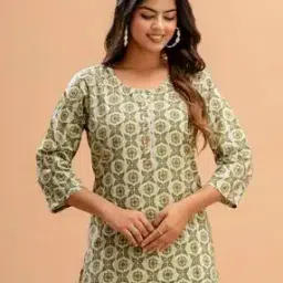 feranoid Floral Print Round-Neck Straight Kurti-picture-12