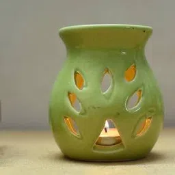 ecraftindia Aroma Burner Set with Jasmine Aroma Oil and 4 Tea Light Candles-picture-38