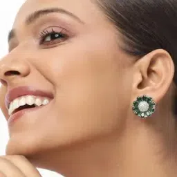 trink Rhodium-Plated American Diamond-Studded Stud Earrings-picture-27