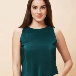 globus Women Round Neck Sleeveless Accordion Pleats Party Top-picture-21