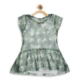 blue giraffe Tropical Print Cap Sleeves Tunic-picture-24