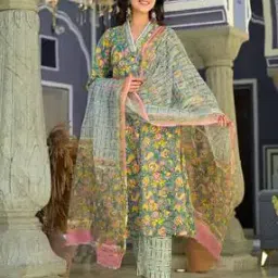 fabnex Women Floral Print Straight Kurta with Pants & Dupatta-picture-39