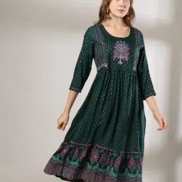 avaasa mixnmatch trends select Women Embroidered Round-Neck A-Line Dress image 1