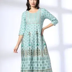 avaasa mixnmatch trends select Women Floral Print Round-Neck A-Line Kurta-picture-11