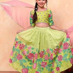 biba Girls Floral Print Flared Lehenga with Choli & Dupatta-picture-52