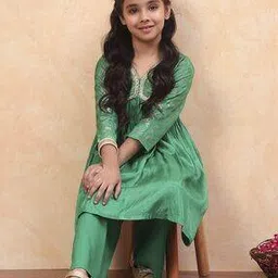 biba Girls Floral Woven A-Line Kurta & Pants Set-picture-46