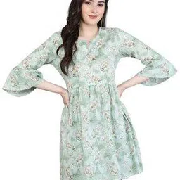 Women Floral Print Flared Tunic-image-0