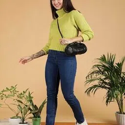  Women High Neck Slip On Pullover-image-16