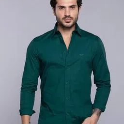 Men Slim Fit Spread-Collar Shirt-image-1