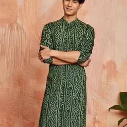vastramay Men Bandhani Print Regular Fit Long Kurta-picture-29