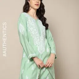 indie picks Women Hand Embroidered Lucknowi Chikankari Kurta-picture-52