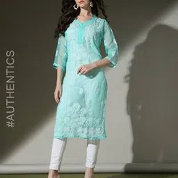 Women Hand Embroidered Lucknowi Chikankari Kurta-image-52