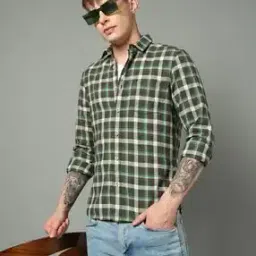 the indian garage co Men Checked Slim Fit Shirt-picture-32