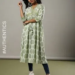 Handblock Print Flared Cotton Kurta-image-37