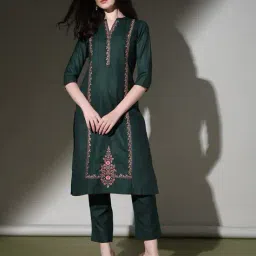 nyrika Women Embroidered Straight Kurta image 1