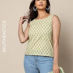 Handblock Print Straight Cotton Top-image-13