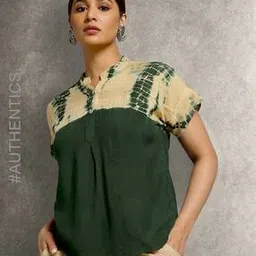 indie picks Women Printed Relaxed Fit Top with Mandarin Collar-picture-16