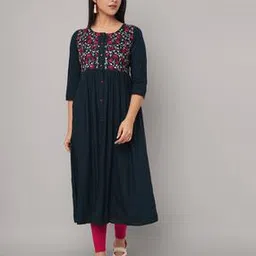 ashlee Floral Embroidered Round-Neck Flared Kurta-picture-52